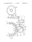 Machine for Applying Continuous-Film Labels With Pre-Applied Adhesive to Bottles diagram and image