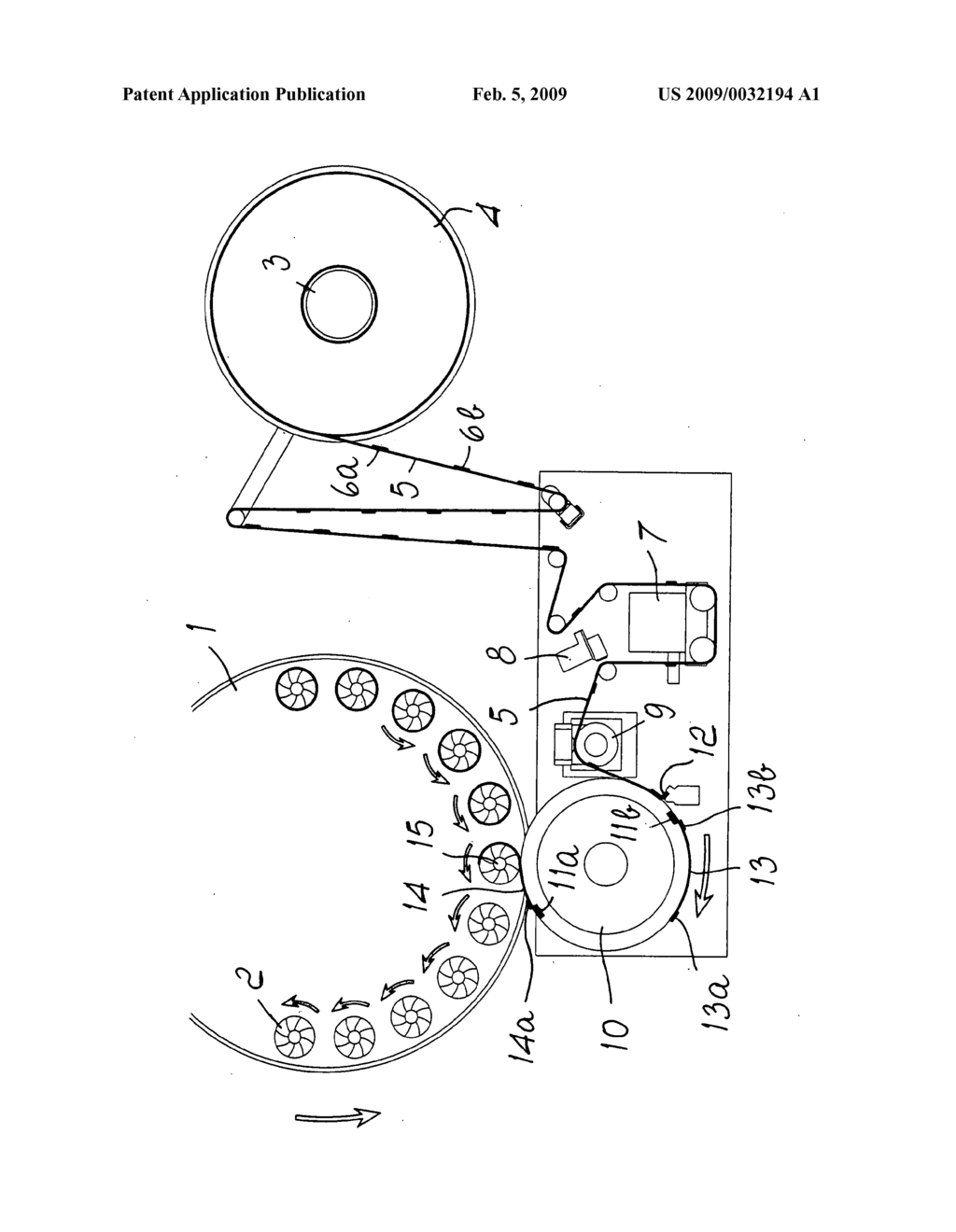 Machine for Applying Continuous-Film Labels With Pre-Applied Adhesive to Bottles - diagram, schematic, and image 02