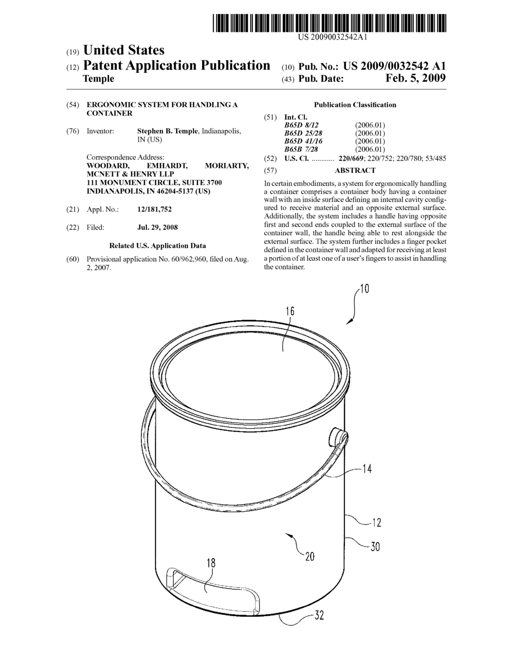 ERGONOMIC SYSTEM FOR HANDLING A CONTAINER - diagram, schematic, and image 01