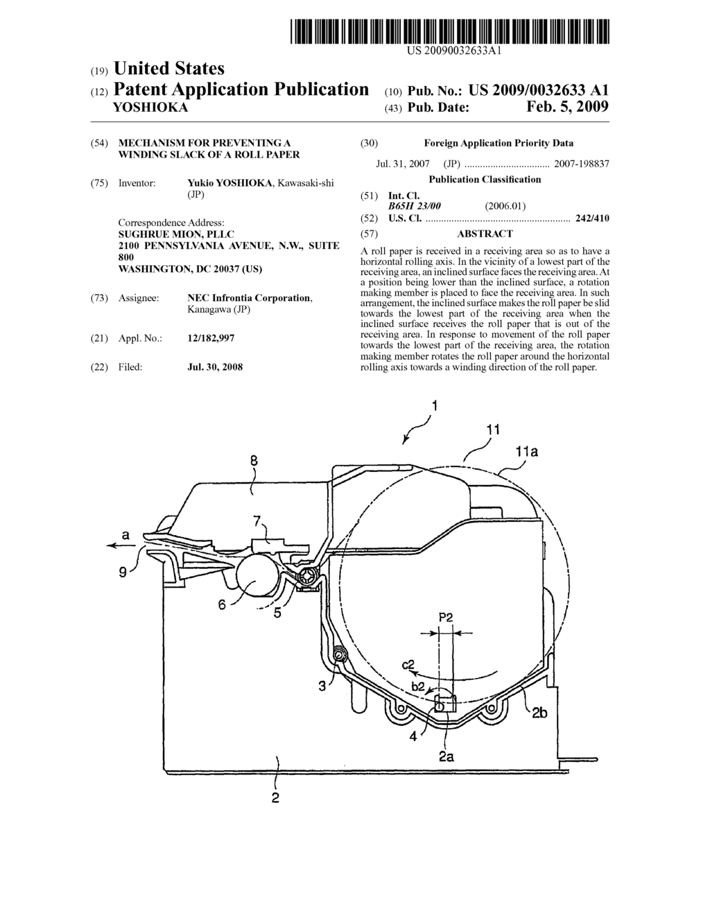 MECHANISM FOR PREVENTING A WINDING SLACK OF A ROLL PAPER - diagram, schematic, and image 01