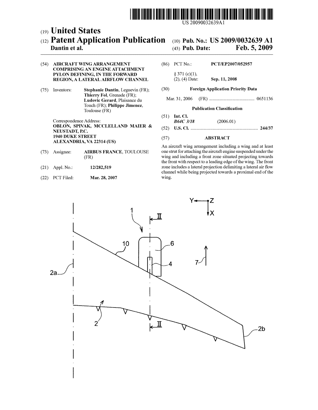 AIRCRAFT WING ARRANGEMENT COMPRISING AN ENGINE ATTACHMENT PYLON DEFINING, IN THE FORWARD REGION, A LATERAL AIRFLOW CHANNEL - diagram, schematic, and image 01