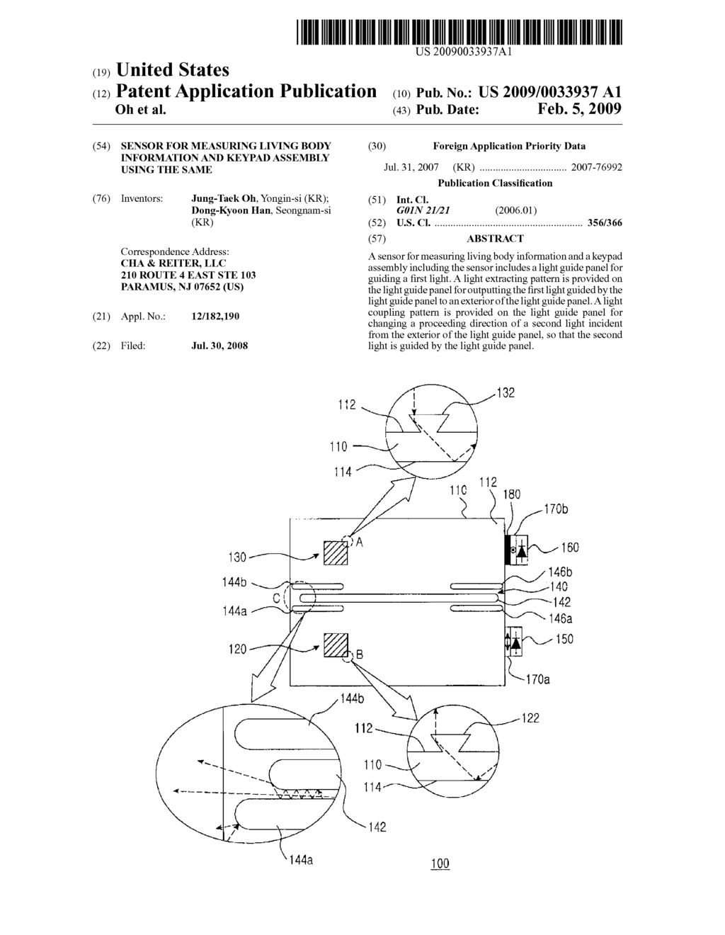 SENSOR FOR MEASURING LIVING BODY INFORMATION AND KEYPAD ASSEMBLY USING THE SAME - diagram, schematic, and image 01