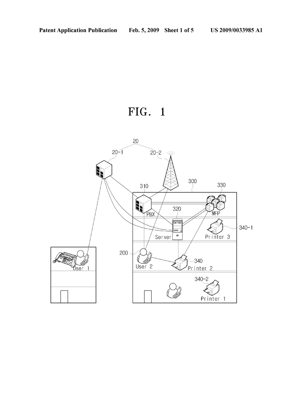 MOBILE DEVICE, PRINTER SERVER AND PRIVATE NETWORK SYSTEM, AND METHODS TO RECEIVE FAX DATA THEREBY - diagram, schematic, and image 02