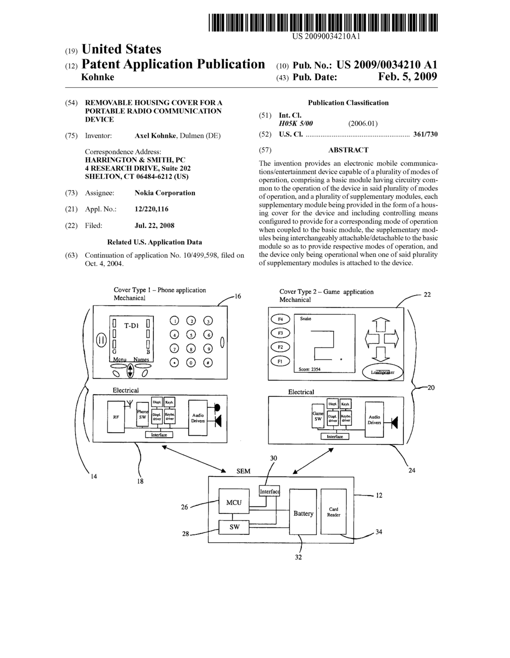 Removable housing cover for a portable radio communication device - diagram, schematic, and image 01