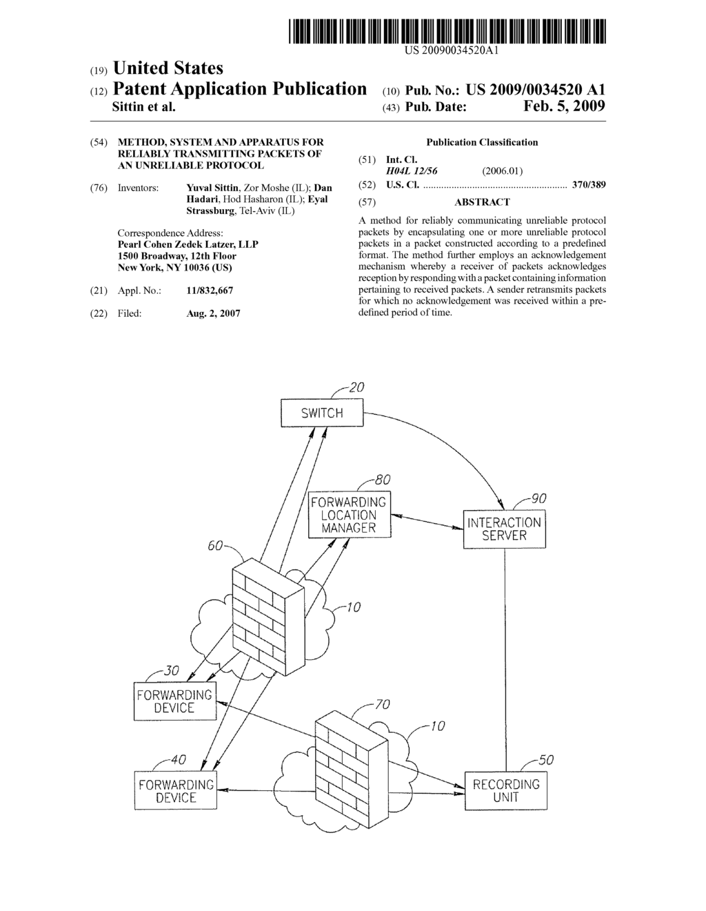 METHOD, SYSTEM AND APPARATUS FOR RELIABLY TRANSMITTING PACKETS OF AN UNRELIABLE PROTOCOL - diagram, schematic, and image 01