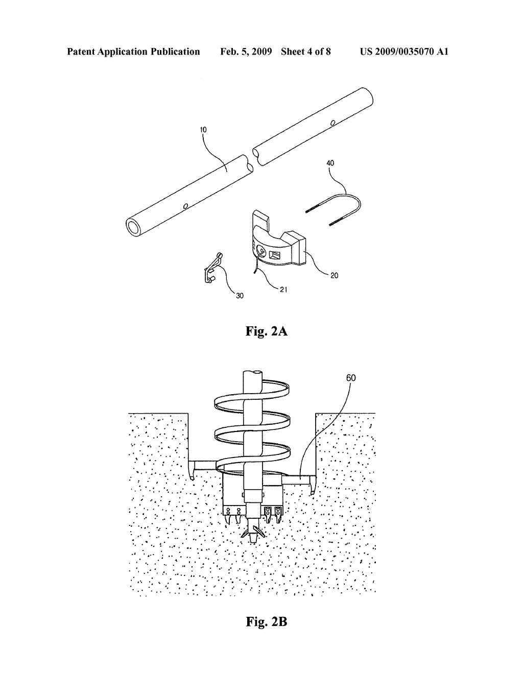 Method for installinig an arch-type underbracing on a utility pole for an overhead line by using extendable excavating unit for auger crane - diagram, schematic, and image 05