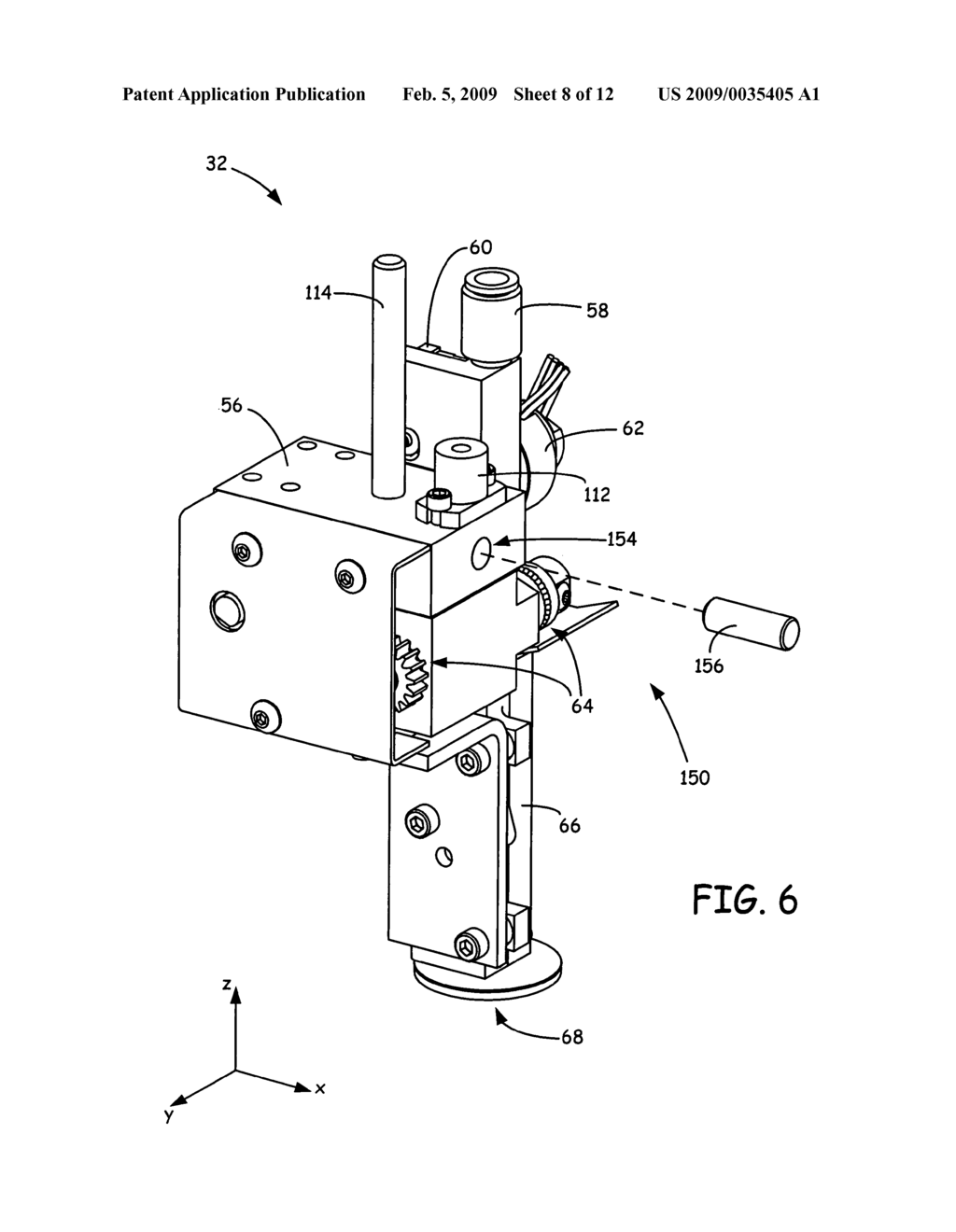 Extrusion head for use in extrusion-based layered deposition modeling - diagram, schematic, and image 09