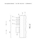 PROCESS OF SEMICONDUCTOR FABRICATION WITH MASK OVERLAY ON PITCH MULTIPLIED FEATURES AND ASSOCIATED STRUCTURES diagram and image