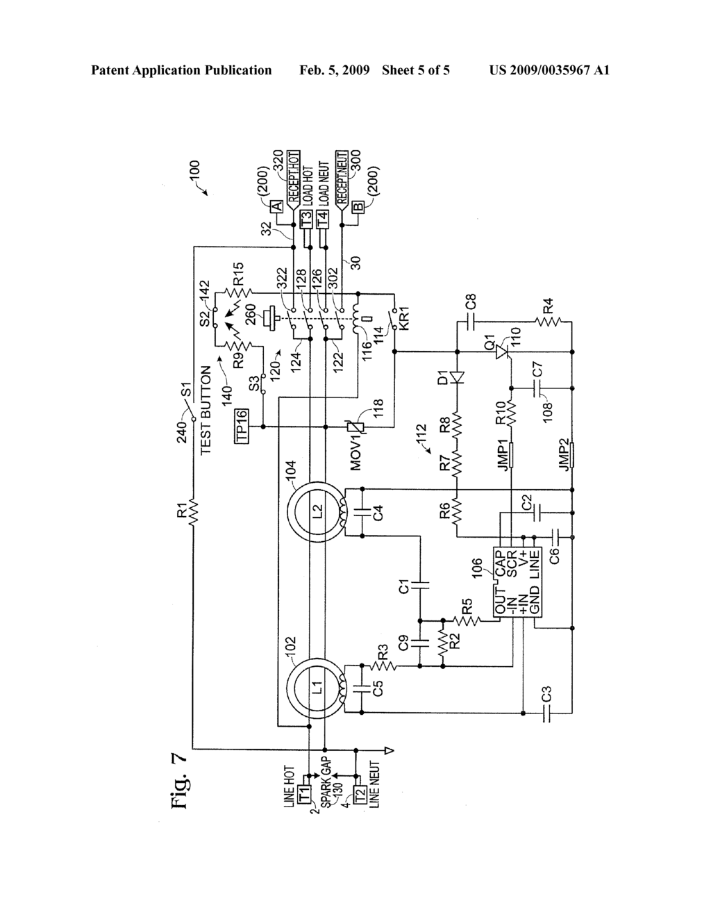 Electrical wiring device with a center nightlight and a plurality of safety features - diagram, schematic, and image 06