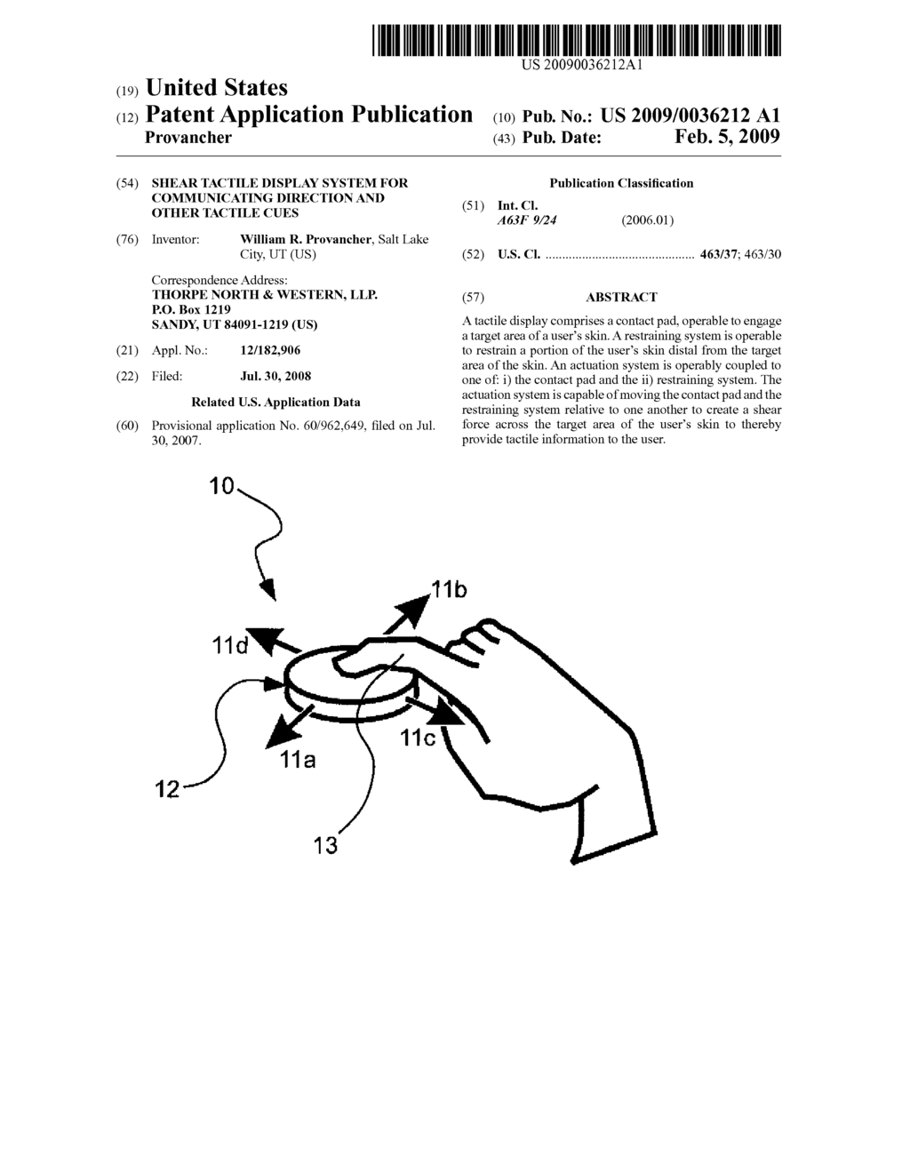 Shear Tactile Display System for Communicating Direction and Other Tactile Cues - diagram, schematic, and image 01