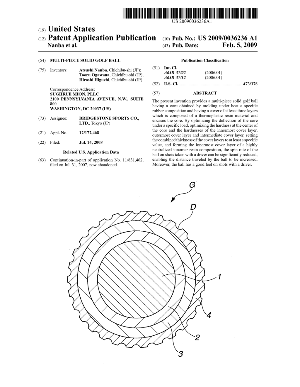 MULTI-PIECE SOLID GOLF BALL - diagram, schematic, and image 01