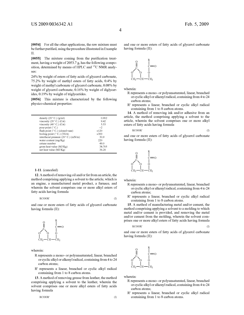 USE OF A MIXTURE OF ESTERS OF FATTY ACIDS AS FUEL OR SOLVENT - diagram, schematic, and image 05