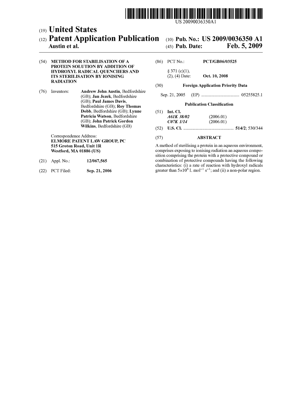 Method for Stabilisation of a Protein Solution by Addition of Hydroxyl Radical Quenchers and its Sterilisation by Ionising Radiation - diagram, schematic, and image 01