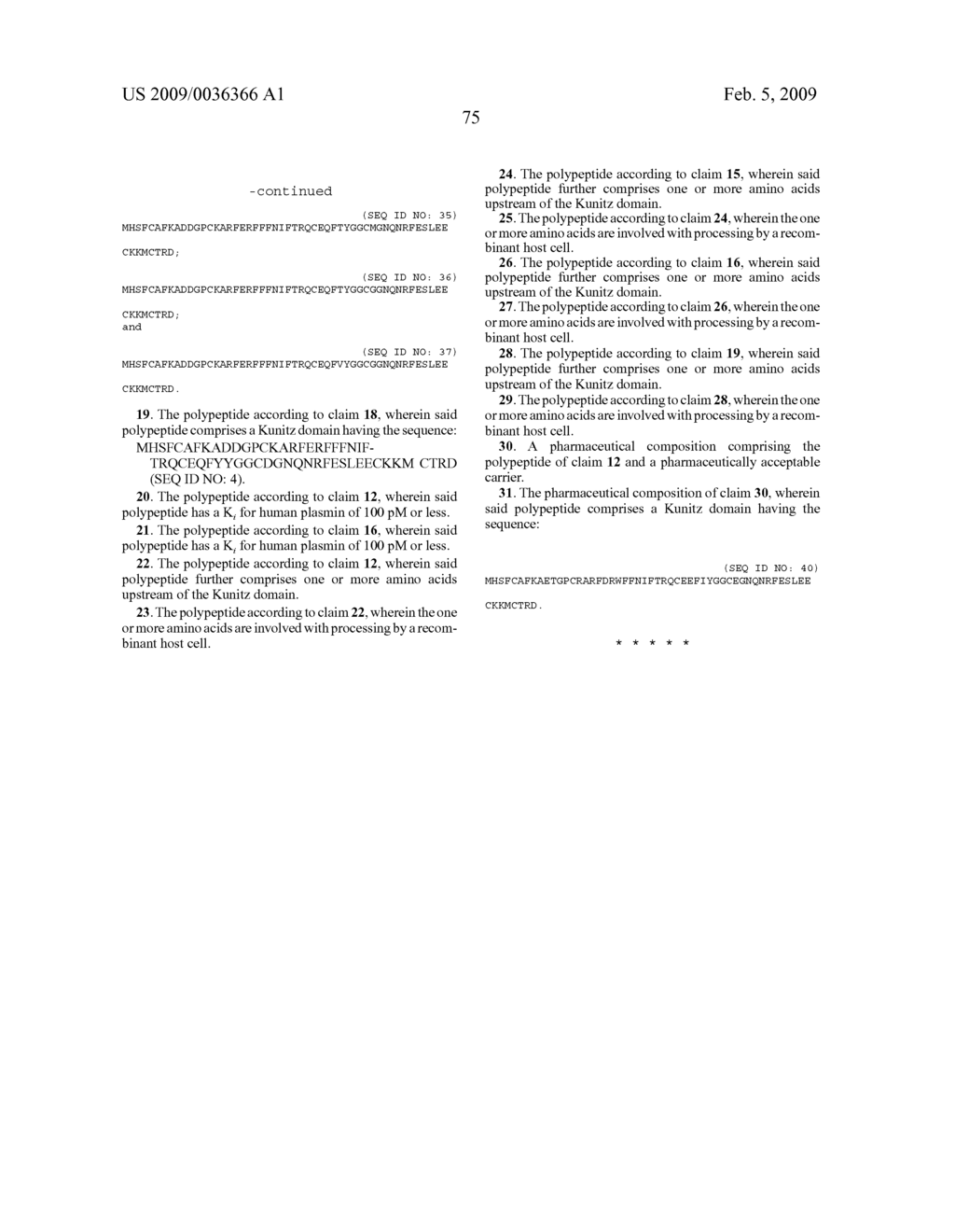 INHIBITORS OF HUMAN PLASMIN DERIVED FROM THE KUNITZ DOMAINS - diagram, schematic, and image 76