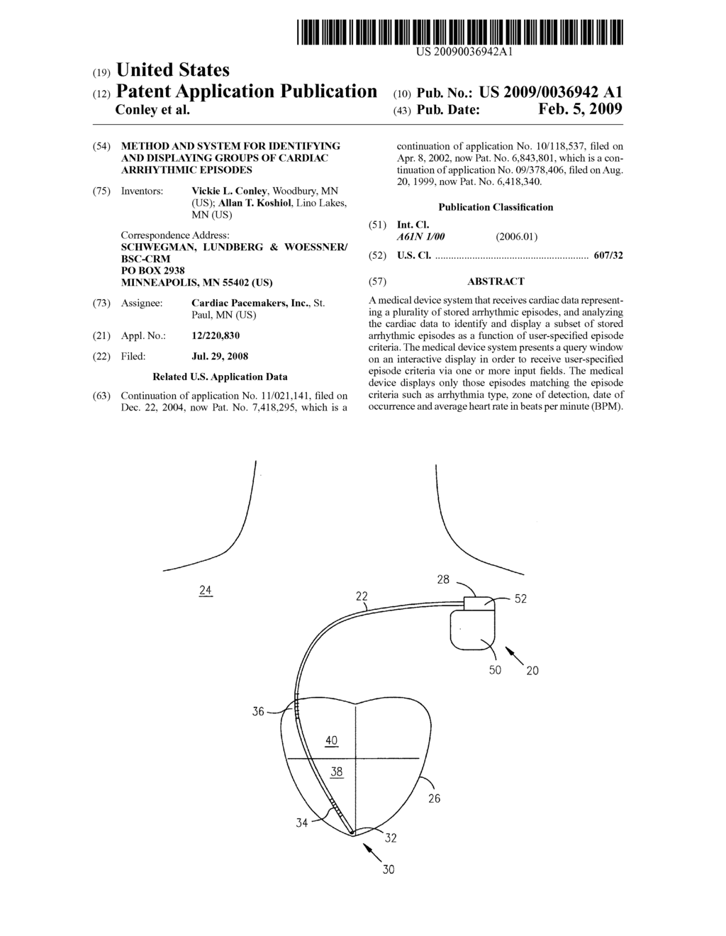 Method and system for identifying and displaying groups of cardiac arrhythmic episodes - diagram, schematic, and image 01