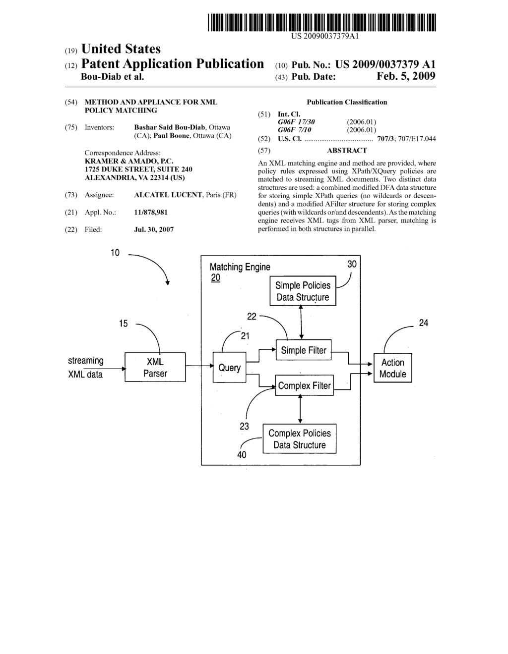 Method and appliance for XML policy matching - diagram, schematic, and image 01