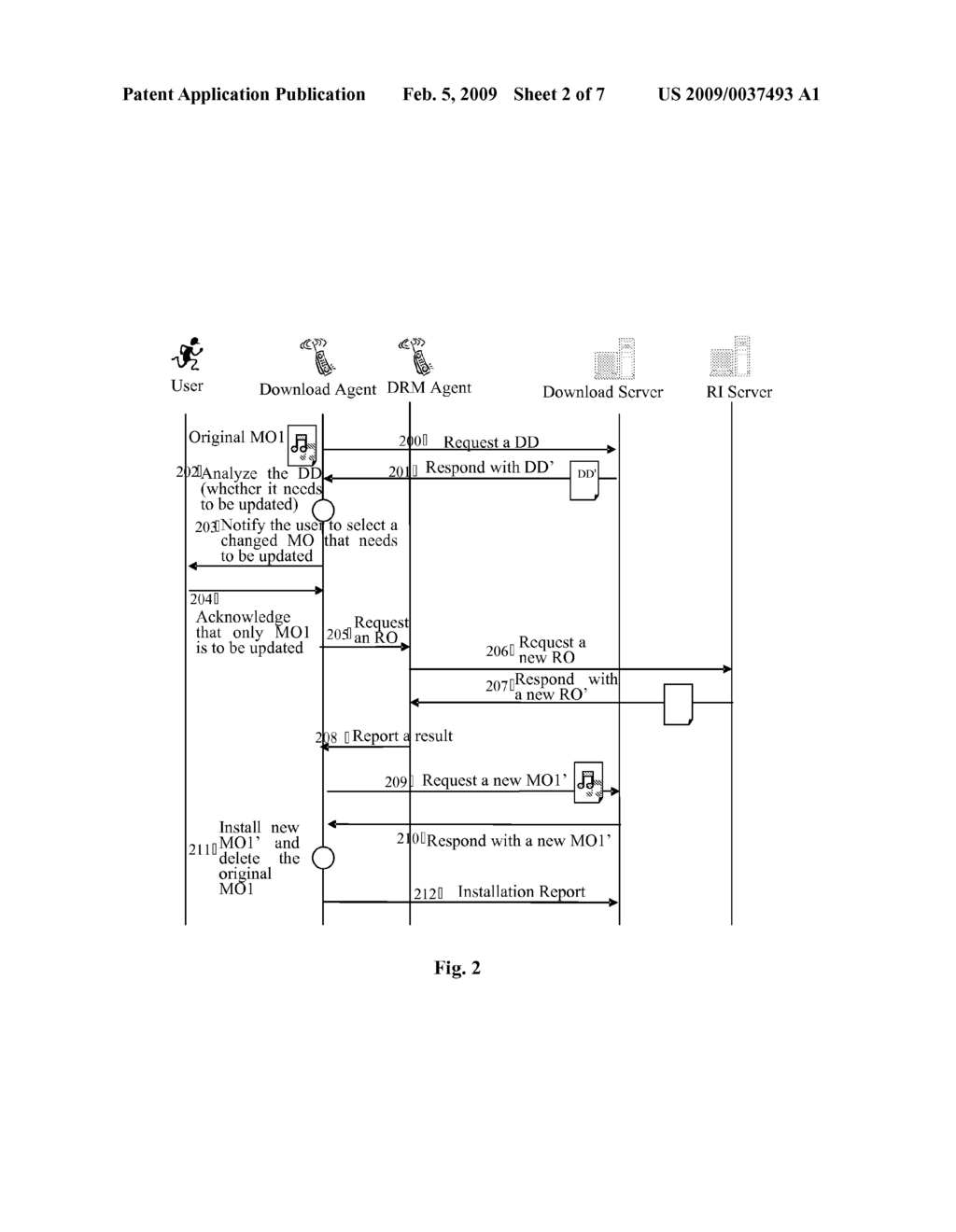 METHOD AND DEVICE FOR UPDATING AN OBJECT WITH COPYRIGHT ATTRIBUTE - diagram, schematic, and image 03