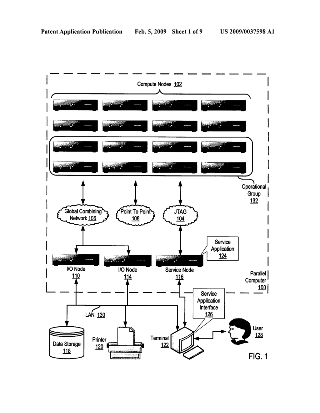 Providing Nearest Neighbor Point-to-Point Communications Among Compute Nodes of an Operational Group in a Global Combining Network of a Parallel Computer - diagram, schematic, and image 02