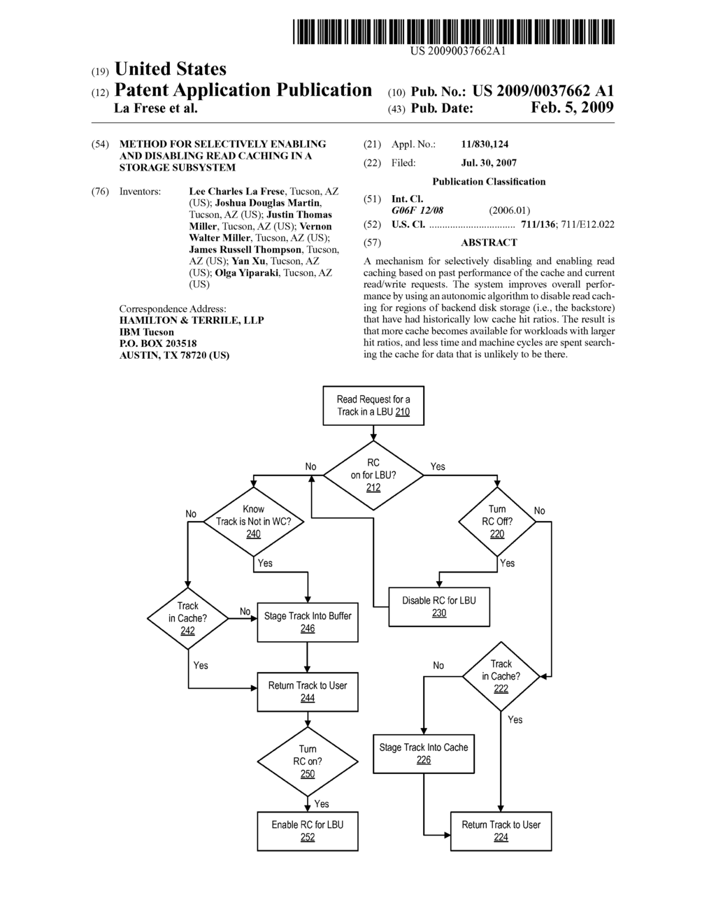 Method for Selectively Enabling and Disabling Read Caching in a Storage Subsystem - diagram, schematic, and image 01