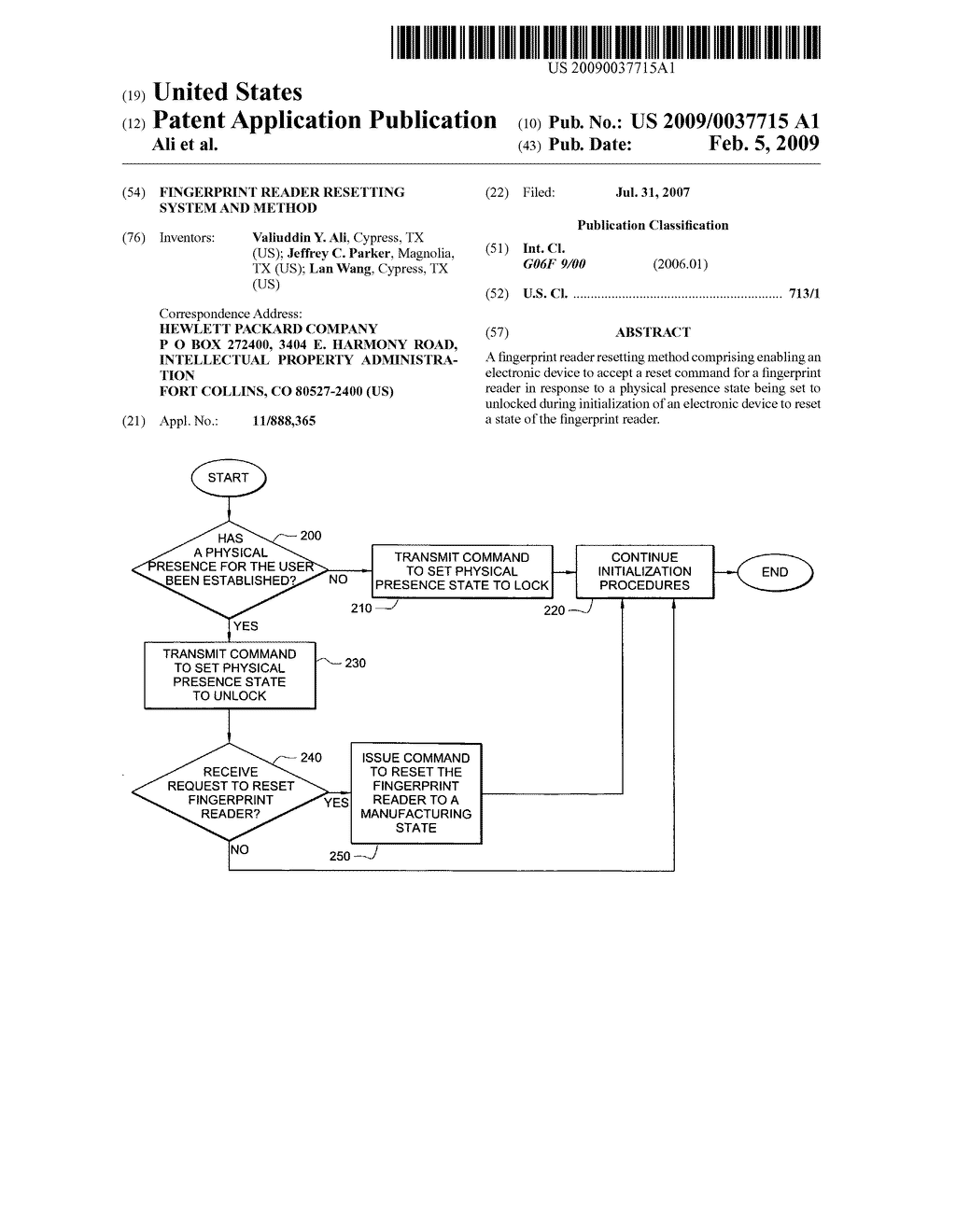 Fingerprint reader resetting system and method - diagram, schematic, and image 01