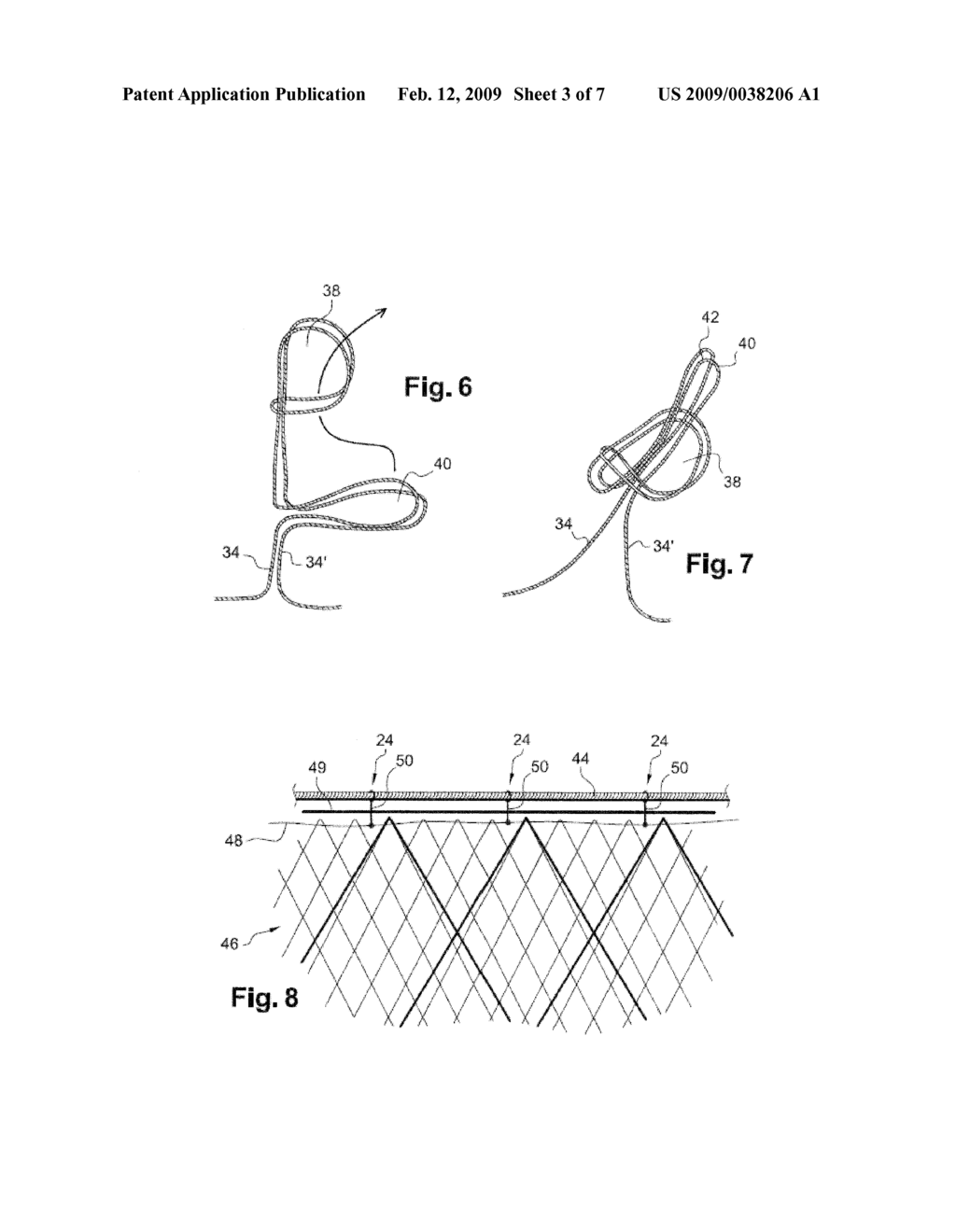 KNOTS FOR LINKING TWO PARALLEL LINES, METHOD OF PRODUCING AND PRE-ASSEMBLING A NET, SUCH AS A FISHING NET, AND FISHING NET THUS PRODUCED - diagram, schematic, and image 04