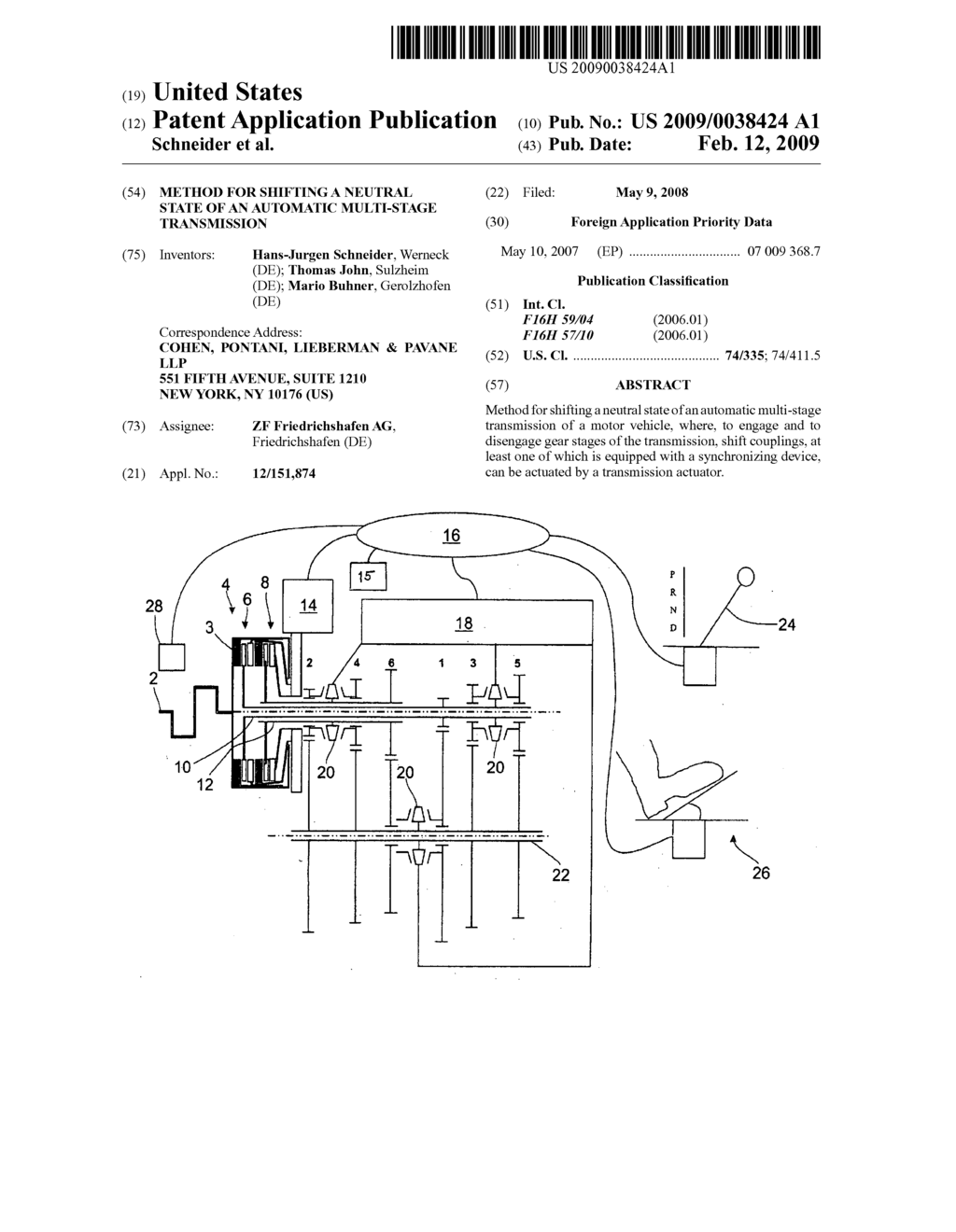 Method for shifting a neutral state of an automatic multi-Stage Transmission - diagram, schematic, and image 01