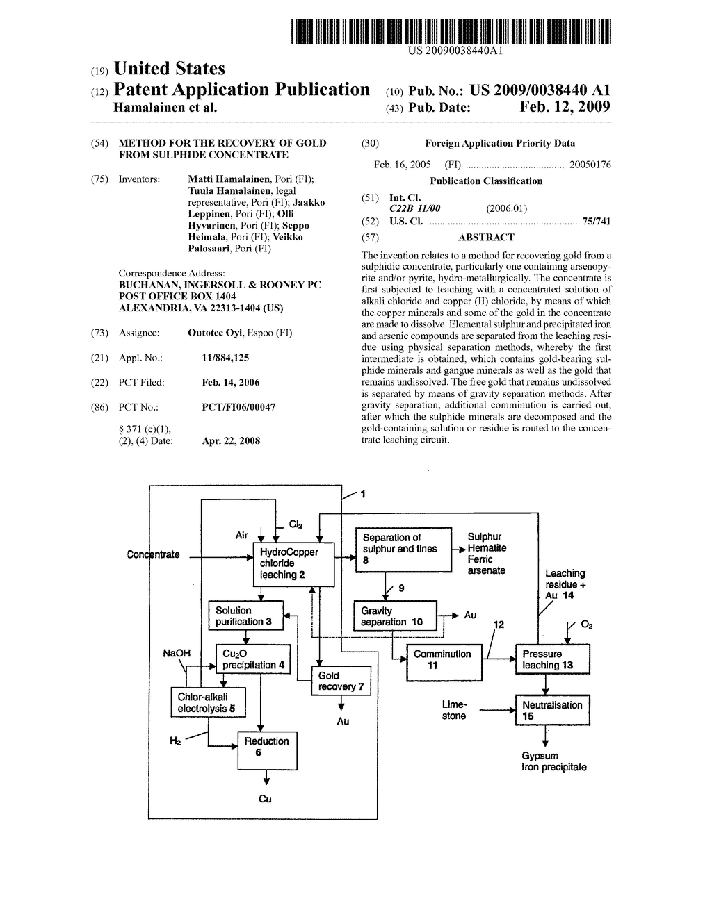 Method for the Recovery of Gold from Sulphide Concentrate - diagram, schematic, and image 01