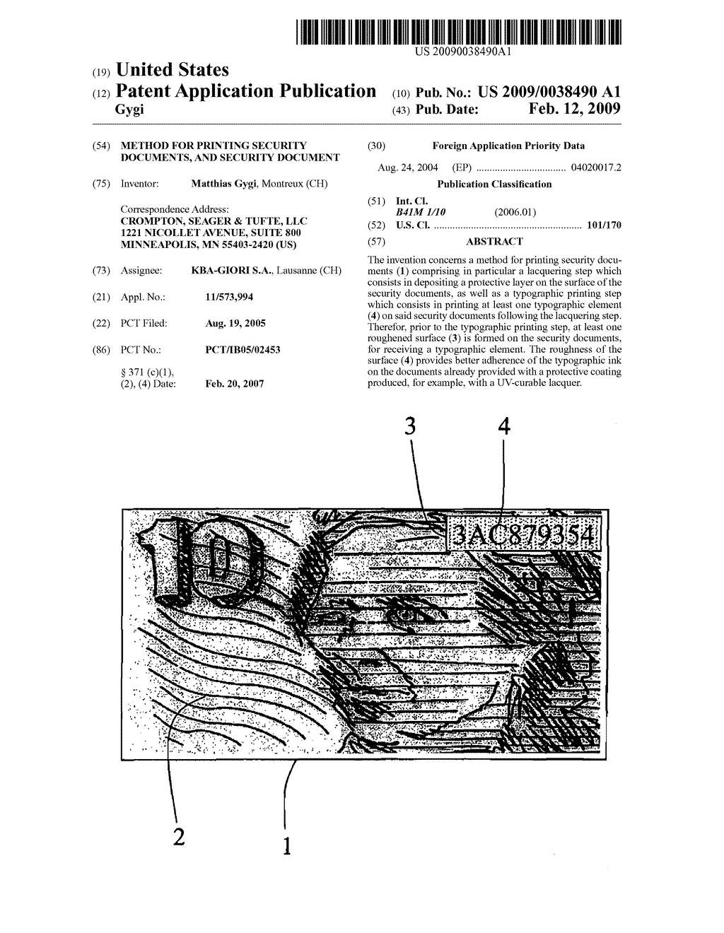 METHOD FOR PRINTING SECURITY DOCUMENTS, AND SECURITY DOCUMENT - diagram, schematic, and image 01