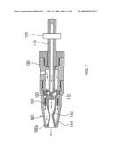 NOZZLE FOR SPRAYING SUBLIMABLE SOLID PARTICLES ENTRAINED IN GAS FOR CLEANING SURFACE diagram and image