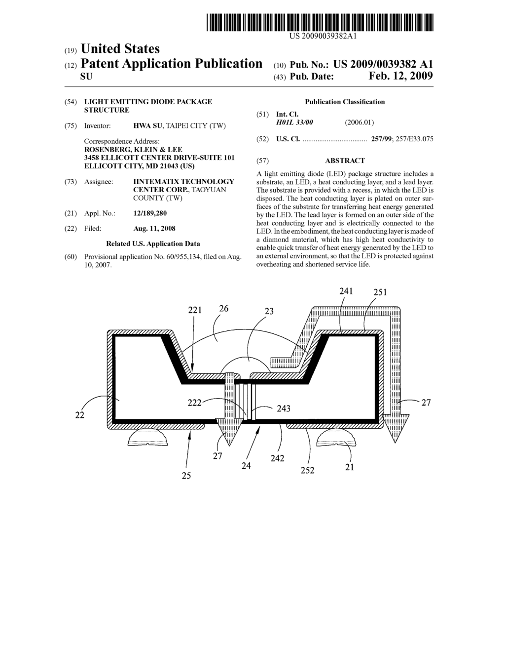 LIGHT EMITTING DIODE PACKAGE STRUCTURE - diagram, schematic, and image 01