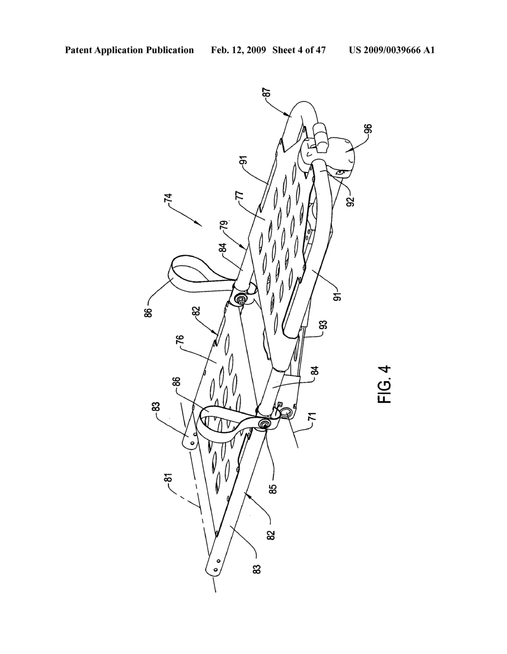 Retractable head and foot section pivots for an ambulance cot - diagram, schematic, and image 05