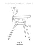 Collapsible high chair diagram and image