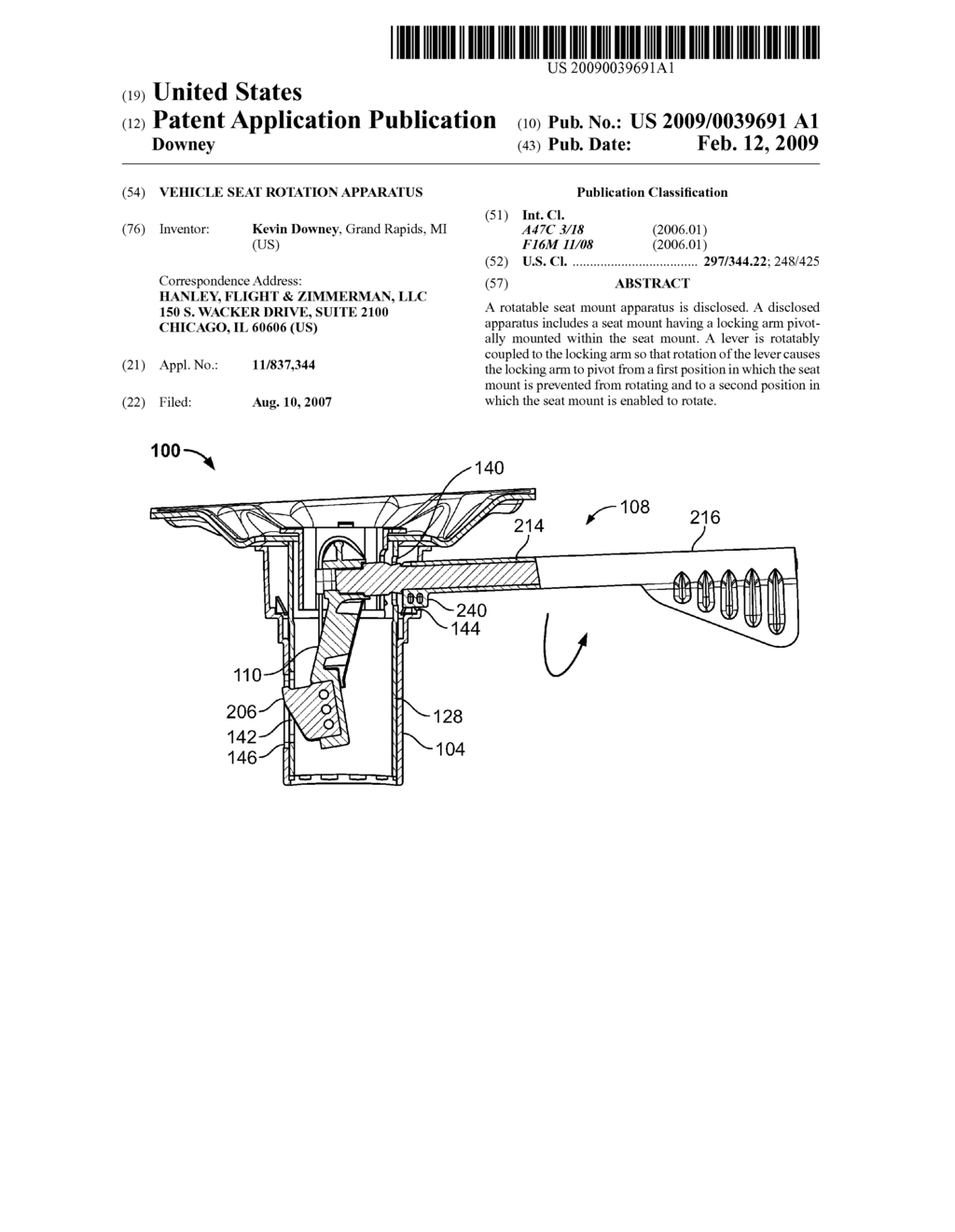 VEHICLE SEAT ROTATION APPARATUS - diagram, schematic, and image 01