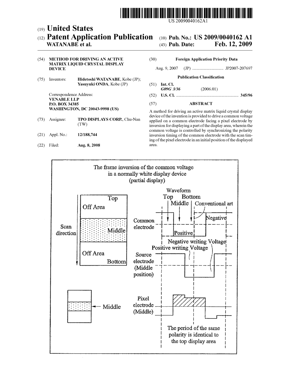 METHOD FOR DRIVING AN ACTIVE MATRIX LIQUID CRYSTAL DISPLAY DEVICE - diagram, schematic, and image 01