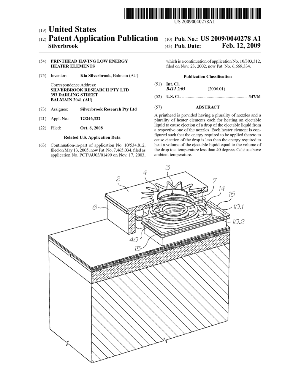 PRINTHEAD HAVING LOW ENERGY HEATER ELEMENTS - diagram, schematic, and image 01