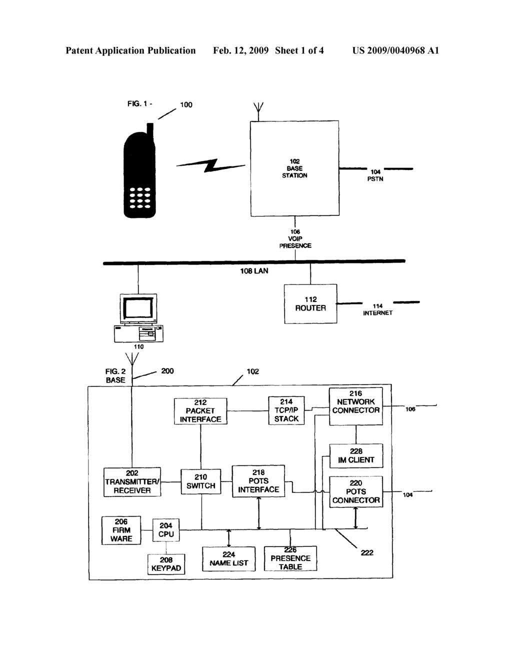 Wireless telephone system including voice over IP and POTS - diagram, schematic, and image 02