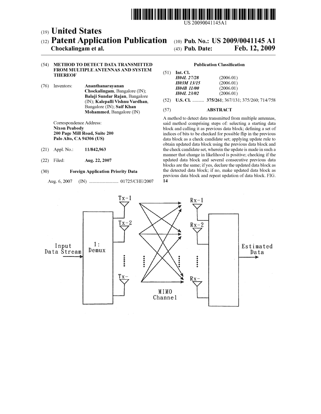 METHOD TO DETECT DATA TRANSMITTED FROM MULTIPLE ANTENNAS AND SYSTEM THEREOF - diagram, schematic, and image 01