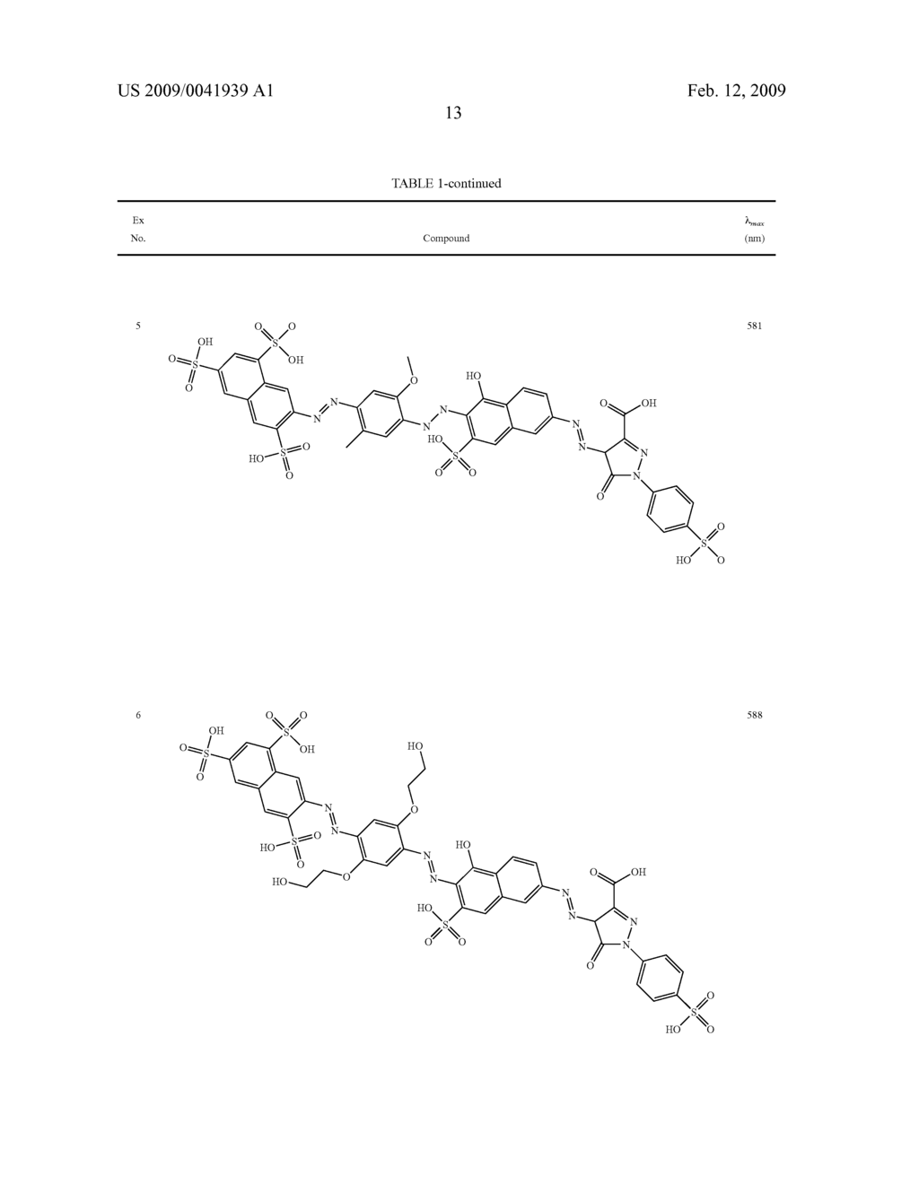 Trisazo Dyes, Compositions and Ink jet Printing Processes - diagram, schematic, and image 14