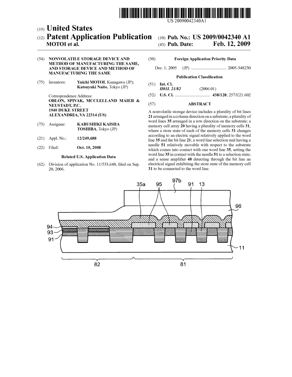 NONVOLATILE STORAGE DEVICE AND METHOD OF MANUFACTURING THE SAME, AND STORAGE DEVICE AND METHOD OF MANUFACTURING THE SAME - diagram, schematic, and image 01