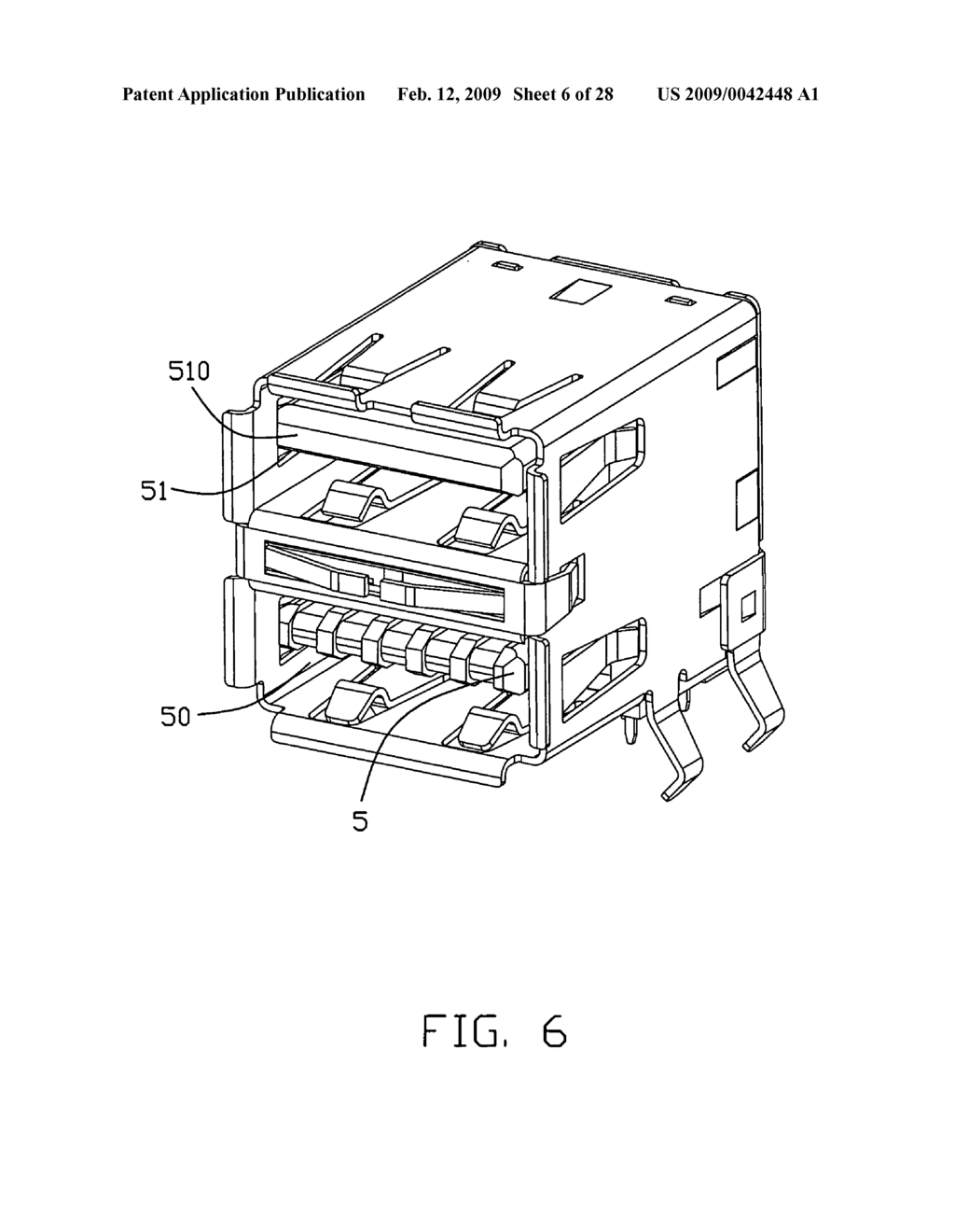 Stacked electrical connector with improved signal transmission - diagram, schematic, and image 07