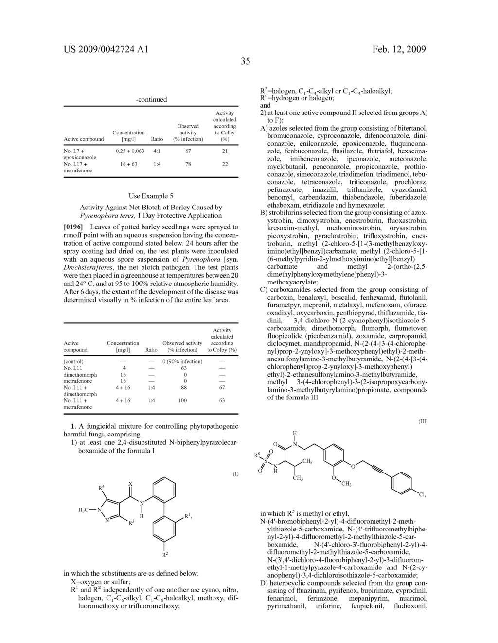 Fungicidal mixtures based on 2,4-disubstituted n-biphenylpyrazolecarboxamides - diagram, schematic, and image 36