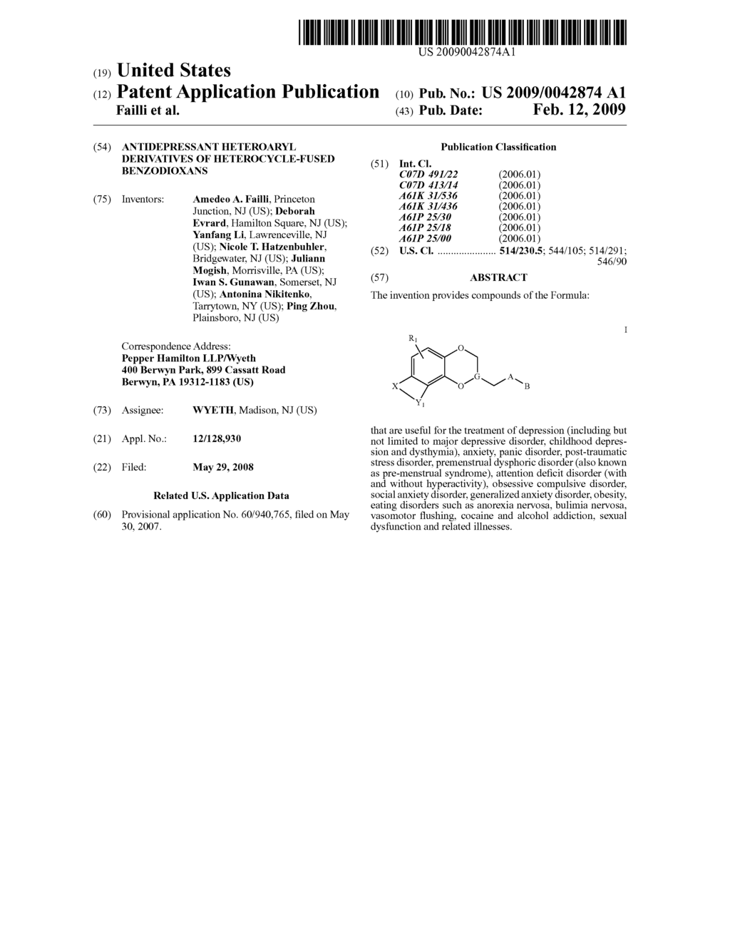 ANTIDEPRESSANT HETEROARYL DERIVATIVES OF HETEROCYCLE-FUSED BENZODIOXANS - diagram, schematic, and image 01