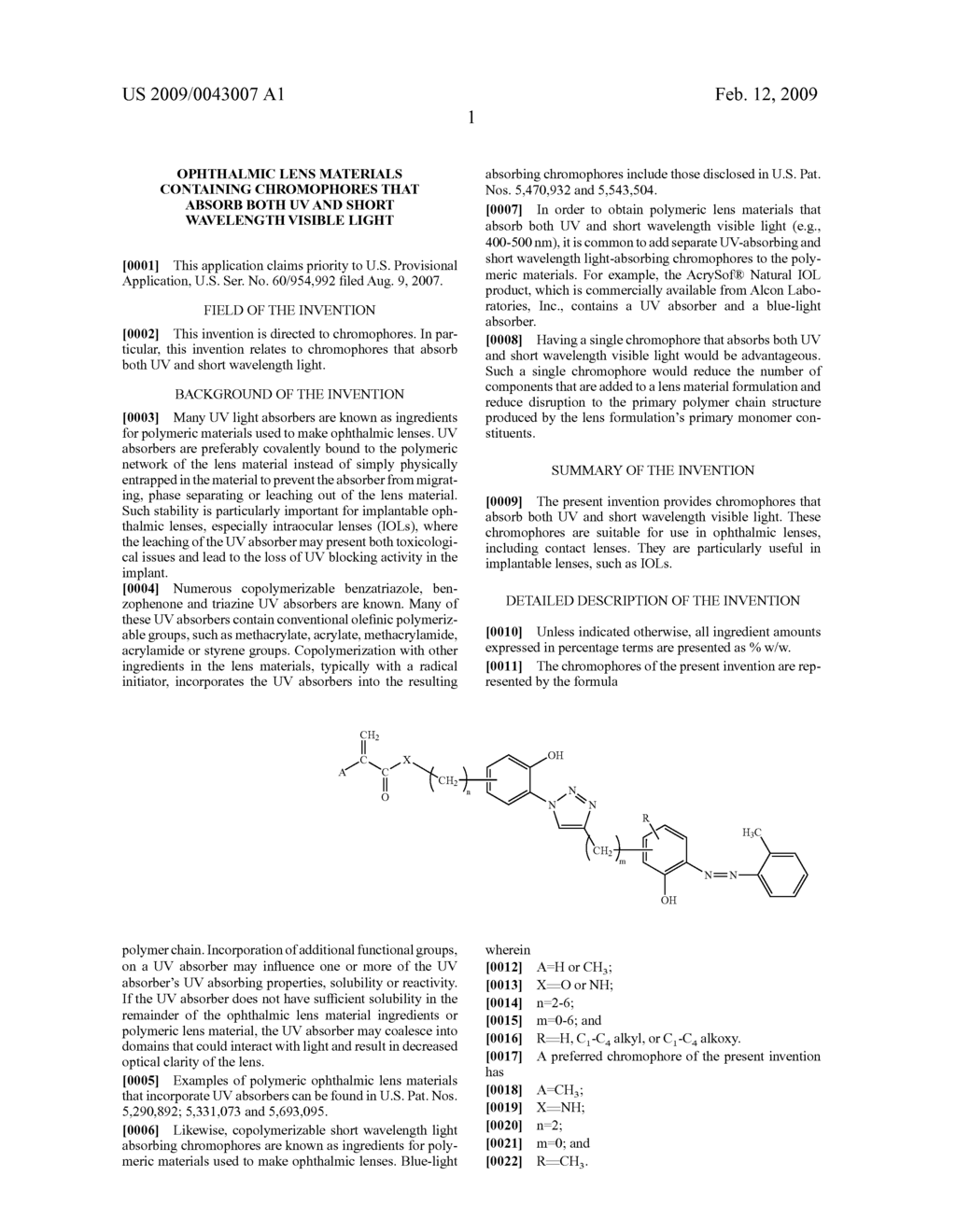 OPHTHALMIC LENS MATERIALS CONTAINING CHROMOPHORES THAT ABSORB BOTH UV AND SHORT WAVELENGTH VISIBLE LIGHT - diagram, schematic, and image 02