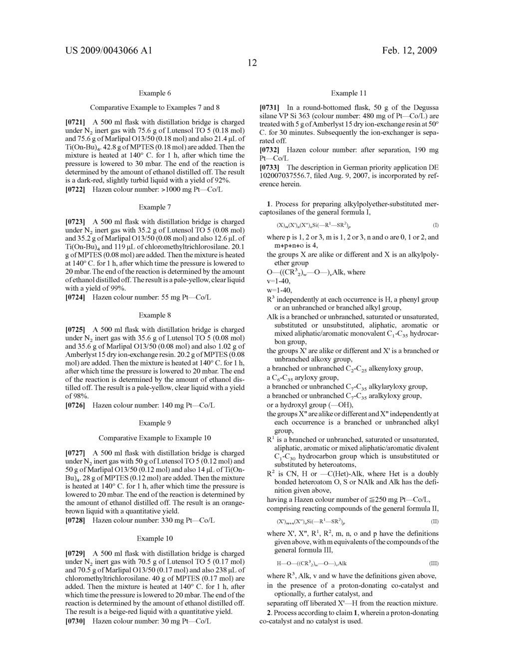 PROCESS FOR PREPARING ALKYLPOLYETHER-SUBSTITUTED MERCAPTOSILANES - diagram, schematic, and image 13