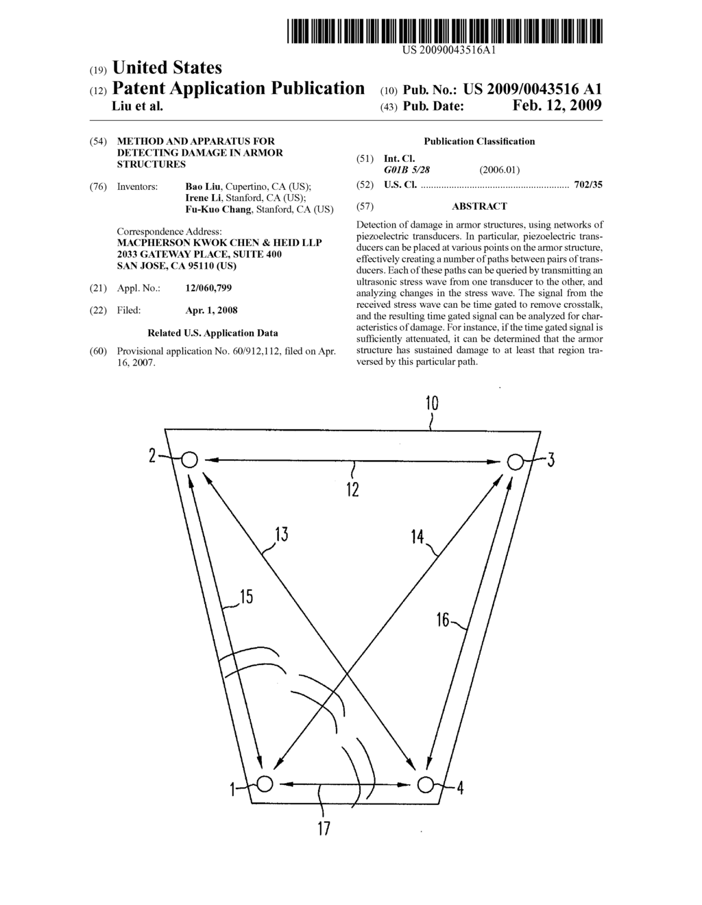 METHOD AND APPARATUS FOR DETECTING DAMAGE IN ARMOR STRUCTURES - diagram, schematic, and image 01