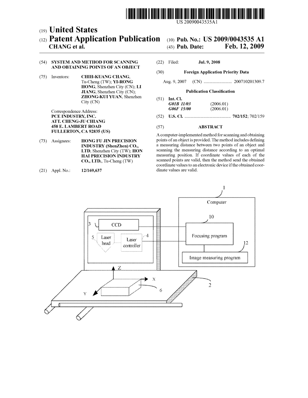 SYSTEM AND METHOD FOR SCANNING AND OBTAINING POINTS OF AN OBJECT - diagram, schematic, and image 01