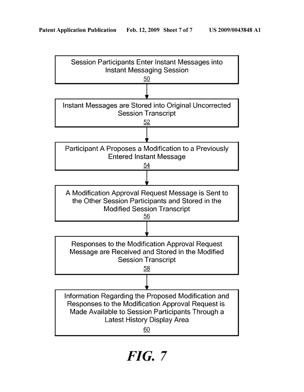 METHOD AND SYSTEM FOR PROVIDING COLLABORATIVE MODERATION AND CORRECTION OF MESSAGE HISTORY IN AN INSTANT MESAGING SESSION - diagram, schematic, and image 08