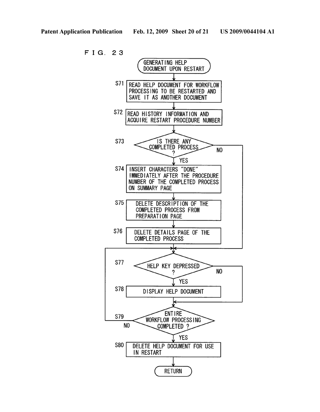 IMAGE PROCESSING APPARATUS CAPABLE OF AUTOMATICALLY GENERATING HELP DOCUMENT FOR WORKFLOW, HELP DOCUMENT GENERATING METHOD AND HELP DOCUMENT GENERATING FORM - diagram, schematic, and image 21