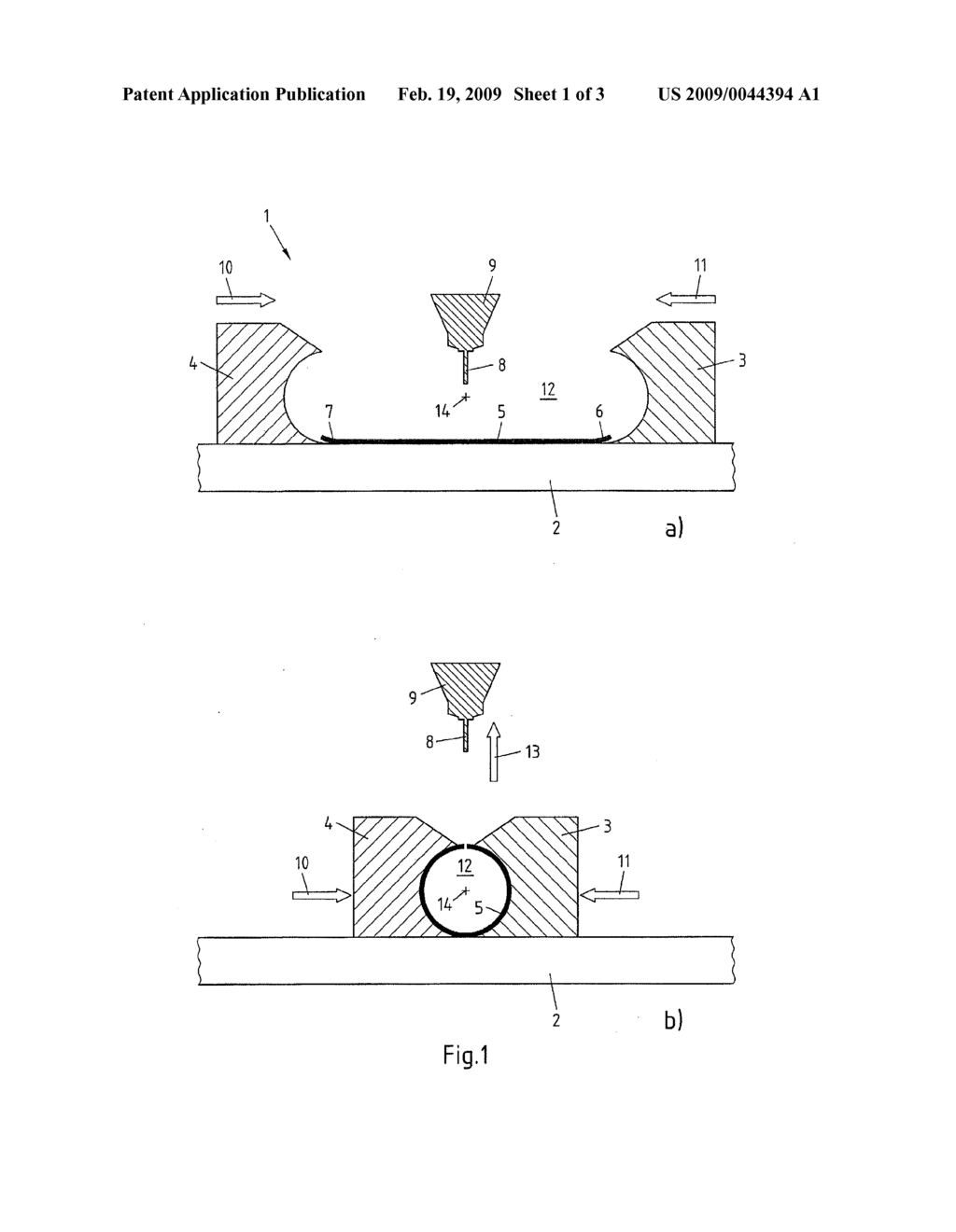 Method and device for the coreless forming of hollow profiles - diagram, schematic, and image 02