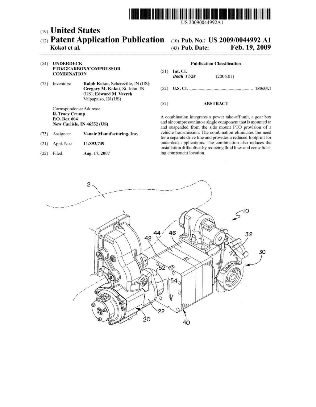 Underdeck PTO/gearbox/compressor combination - diagram, schematic, and image 01